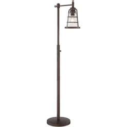 Franklin Iron Works Industrial Rustic Farmhouse Floor Lamp With USB Port 61" Tall Oil Rubbed Bronze Downbridge LED Seeded Glass Shade For Living Room 9 Franklin Iron Works Industrial Rustic Farmhouse Floor Lamp With USB Port 61" Tall Oil Rubbed Bronze Downbridge LED Seeded Glass Shade For Living Room -Famous Lighting Store GUEST 832e0afe 713a 4e76 94b6 5a0b2270be2e