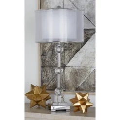 Glass Table Lamp With Drum Shade Silver - Olivia & May -Famous Lighting Store GUEST 835e2e0f c4c4 4f9d b9e1 22d5d98692eb