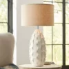 Possini Euro Design Cosgrove Modern Mid Century Table Lamp 32 3/4" Tall White Glazed Ceramic Beige Fabric Drum Shade For Bedroom Living Room Bedside -Famous Lighting Store GUEST 8361f749 83cd 4f83 a803 f1fec9cf9068