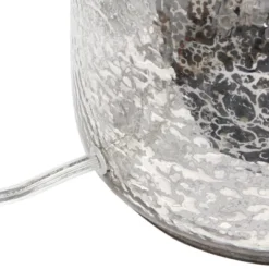 Mercury Hammered Glass Jar Table Lamp With Linen Shade Silver - Lalia Home -Famous Lighting Store GUEST 83bead14 e9d4 4c4a 9991 d847dca696df