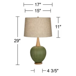 360 Lighting Sevilla 29" Tall Mid Century Modern End Table Lamp Green Ceramic Single Living Room Bedroom Bedside Nightstand House Oatmeal Shade -Famous Lighting Store GUEST 84bdbbfa 0fb5 45d3 9868 83538ca3b859