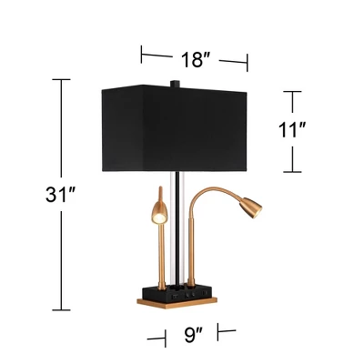 Possini Euro Design Griffin Modern Gooseneck Desk Lamp 31" Tall Gold with USB Charging Port Black Metal Rectangular Shade for Bedroom Living Room Kids Possini Euro Design Griffin Modern Gooseneck Desk Lamp 31" Tall Gold With USB Charging Port Black Metal Rectangular Shade For Bedroom Living Room Kids -Famous Lighting Store GUEST 84f94691 90ab 4e43 9de2 30874de1779a