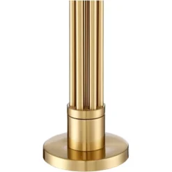 Possini Euro Design Granview Modern Table Lamp 32 1/2" Tall Brass Column Taupe Organza Outer Off White Linen Inner Drum Shade For Bedroom Living Room -Famous Lighting Store GUEST 854c71f5 7a3c 4a72 84e2 e29b66f8b9f7