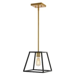 9.25" 1-Light Girard Farmhouse Industrial Iron LED Pendant Black/Brass Gold - JONATHAN Y 11 9.25" 1-Light Girard Farmhouse Industrial Iron LED Pendant Black/Brass Gold - JONATHAN Y -Famous Lighting Store GUEST 866440b6 804e 4853 b278 42d4c06be3ec