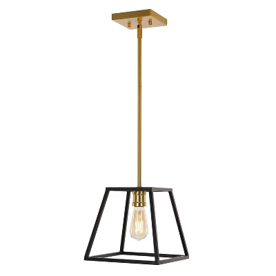 9.25" 1-Light Girard Farmhouse Industrial Iron LED Pendant Black/Brass Gold - JONATHAN Y 9.25" 1-Light Girard Farmhouse Industrial Iron LED Pendant Black/Brass Gold - JONATHAN Y -Famous Lighting Store GUEST 866440b6 804e 4853 b278 42d4c06be3ec