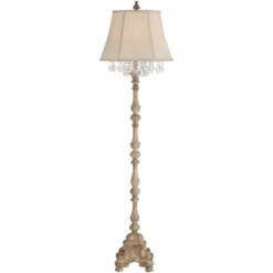 Barnes And Ivy Traditional Floor Lamp 63.5" Tall Distressed Candlestick Crystal Glass Beading Cream Bell Shade For Living Room Reading -Famous Lighting Store GUEST 869d6efa 7ec7 42f4 85f9 50778471d0aa
