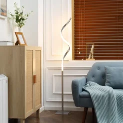 HOMCOM Modern Spiral Floor Lamp, LED Standing Lamp Warm White With Square Base And Foot Switch For Living Room, Bedroom, Set Of 2, Silver 3 HOMCOM Modern Spiral Floor Lamp, LED Standing Lamp Warm White With Square Base And Foot Switch For Living Room, Bedroom, Set Of 2, Silver -Famous Lighting Store GUEST 87e4b408 7cea 4ed3 8a30 5e903e2f7ffc