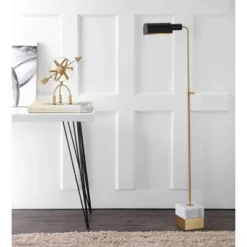 56.5" Iva Adjustable Library Floor Lamp Gold (Includes LED Light Bulb) -JONATHAN Y