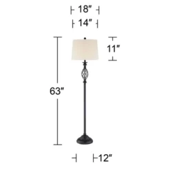 Franklin Iron Works Annie Rustic Floor Lamp Standing 63" Tall Bronze Iron Scroll Cream Hardback Drum Shade For Living Room Bedroom Office House Home -Famous Lighting Store GUEST 898882f2 ea44 4734 8312 722864e190aa