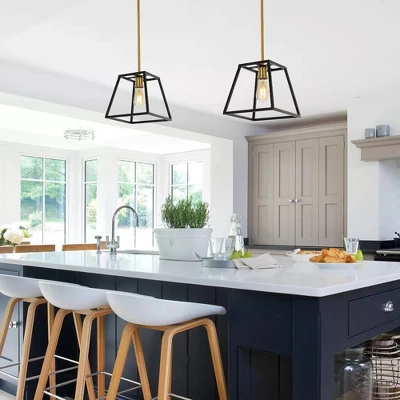 9.25" 1-Light Girard Farmhouse Industrial Iron LED Pendant Black/Brass Gold - JONATHAN Y 9.25" 1-Light Girard Farmhouse Industrial Iron LED Pendant Black/Brass Gold - JONATHAN Y -Famous Lighting Store GUEST 8a2663db cb17 4a45 863f c5dafc063370