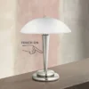 360 Lighting Deco Modern Accent Table Lamp 17" High Brushed Steel Touch On Off White Glass Dome Shade For Bedroom Bedside Nightstand Office Family -Famous Lighting Store GUEST 8bad7340 05b0 44d3 b000 ae489f25a053