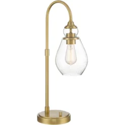 Possini Euro Design Possini Euro Vaile Desk Lamp With Dual USB Ports Warm Gold With Glass Shade -Famous Lighting Store GUEST 8c68f048 bcdc 4268 8ba2 9325176438a0