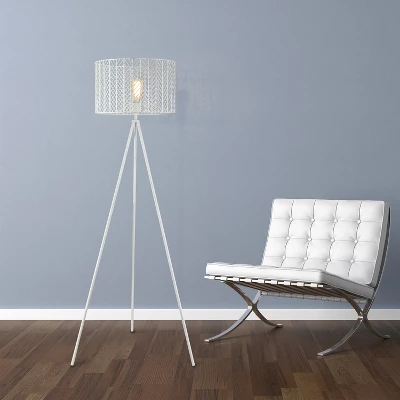 61" Cage Shade Metal Tripod Floor Lamp Ingrid White - River of Goods 61" Cage Shade Metal Tripod Floor Lamp Ingrid White - River Of Goods -Famous Lighting Store GUEST 8c9de737 38dd 4279 9b94 3de96f2f61a8