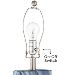 360 Lighting Connie Modern Table Lamps 25" High Set Of 2 Blue Faux Marble With USB Charging Port Table Top Dimmers White Shade For Bedroom Office Desk -Famous Lighting Store GUEST 8cb27fda b11e 408c 9fe7 b4091af2c21b