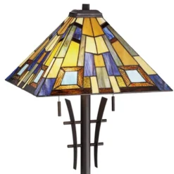 Robert Louis Tiffany Asian-Inspired Floor Lamp 62" Tall Bronze Iron Tiffany Style Jewel Tone Art Glass Shade For Living Room Reading Bedroom Office -Famous Lighting Store GUEST 8d28a495 fde2 426b aa3f d6801f7be3f4