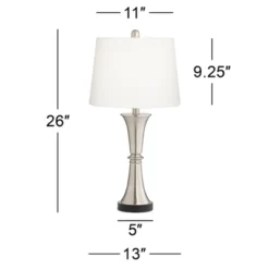 360 Lighting Seymore Modern Table Lamps 26" High Set Of 2 Silver With USB Charging Port LED Touch On Off White Drum Shade For Bedroom Living Room Desk -Famous Lighting Store GUEST 8e426f7e fe56 4e05 ba41 14b46b483e6f