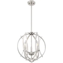 Possini Euro Design Spherical Brushed Nickel Pendant Chandelier 16" Wide Modern Orb 3-Light Fixture For Dining Room House Foyer Kitchen Island Bedroom -Famous Lighting Store GUEST 8e92f18d c578 4818 8a42 6dcf8a523fee
