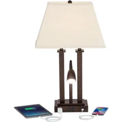 Possini Euro Design Deacon Modern Desk Table Lamp 26" High Bronze With USB And AC Power Outlet In Base LED Reading Light Oatmeal Shade For Office Desk 4 Possini Euro Design Deacon Modern Desk Table Lamp 26" High Bronze With USB And AC Power Outlet In Base LED Reading Light Oatmeal Shade For Office Desk -Famous Lighting Store GUEST 8f8004e9 1c35 45a7 b688 3afebc272735