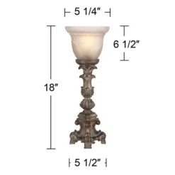 Regency Hill French LED Uplight Desk Table Lamp 18" High Beige Wash Candlestick Alabaster Glass Shade For Bedroom Bedside Office -Famous Lighting Store GUEST 910fafbb 020c 4662 aaae 061aa96e0b35