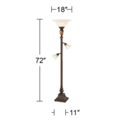 Kathy Ireland Mulholland Vintage Rustic Torchiere Floor Lamp With Side Lights 72" Tall Bronze Tortoise Shell Frosted Glass For Living Room Reading -Famous Lighting Store GUEST 9179ca99 eb52 4b01 9ecf 85cdda3a7c15