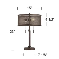 Franklin Iron Works Dayn Industrial Accent Table Lamps Set Of 2 23" High Bronze Metal LED Mesh Shade For Bedroom Living Room Bedside Nightstand Office -Famous Lighting Store GUEST 93220b39 0afb 47f5 8735 5e825ce50ef6