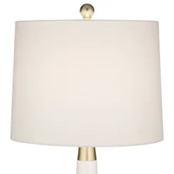 360 Lighting Nesbit Modern Mid Century Table Lamps 25" High Set Of 2 White Ceramic With USB Charging Port Drum Shade For Bedroom Living Room Bedside -Famous Lighting Store GUEST 94ef9369 77ae 49d4 9107 a03625e4ab90