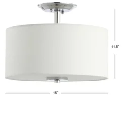 15" Marc Metal/Linen LED Semi-Flush Mount Chrome (Includes Energy Efficient Light Bulb) - JONATHAN Y -Famous Lighting Store GUEST 9532ed43 d4bb 4ed5 9b49 9a9a73d440db