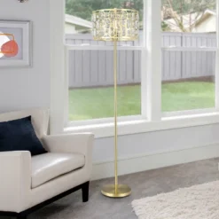 63" Cleo Glam Gold Metal And Faceted Crystal Drum Shade Floor Lamp - River Of Goods 4 63" Cleo Glam Gold Metal And Faceted Crystal Drum Shade Floor Lamp - River Of Goods -Famous Lighting Store GUEST 960a15ed cac2 4f70 92f6 cc733b7e2b82
