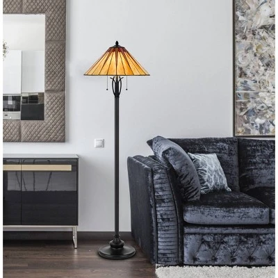 61" Metal/Resin Floor Lamp with Tiffany Art Glass Shade Black - Cal Lighting 61" Metal/Resin Floor Lamp With Tiffany Art Glass Shade Black - Cal Lighting -Famous Lighting Store GUEST 97e63095 e2fb 4be5 86bf e9064bf99646