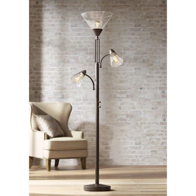 Franklin Iron Works Warwick Industrial Torchiere Floor Lamp with Side Lights 71 1/2" Tall Tiger Bronze LED Clear Seedy Glass for Living Room Reading Franklin Iron Works Warwick Industrial Torchiere Floor Lamp With Side Lights 71 1/2" Tall Tiger Bronze LED Clear Seedy Glass For Living Room Reading -Famous Lighting Store GUEST 97f411dd d692 4275 a55b fdb2868b3e24