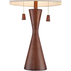 360 Lighting Omar Modern Table Lamp 28 3/4" Tall Warm Brown Wood Hourglass Oatmeal Fabric Drum Shade For Bedroom Living Room Bedside Nightstand Office -Famous Lighting Store GUEST 98e3ff86 4e90 4e34 8d2e dc53041a0d7b