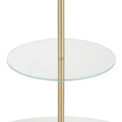 Chloe Contemporary Shelf Floor Lamp With Marble Base/Glass Shelf And Linen Shade White (Includes LED Light Bulb) - LumiSource -Famous Lighting Store GUEST 9a8ef1cd e902 46e5 8b06 fd9b04b4f537