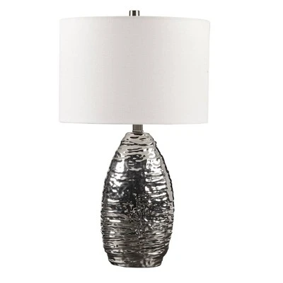 Livy Ceramic Table lamp Silver Base/White Shade - Hampton Hill Livy Ceramic Table Lamp Silver Base/White Shade - Hampton Hill -Famous Lighting Store GUEST 9b7fd313 123b 4756 8cb5 eba77d1415f3