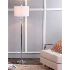 59.5" Crystal/Metal Aubrey Floor Lamp (Includes LED Light Bulb) Clear - JONATHAN Y