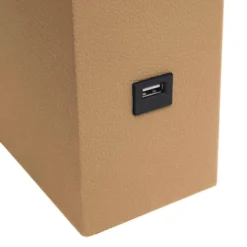 21" Lexington Leather Base Modern Home Decor Bedside Table Lamp With USB Charging Port And Fabric Shade - Lalia Home -Famous Lighting Store GUEST a118a878 1c8f 48a7 9ab3 8a093b7f0977