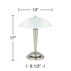 360 Lighting Deco Modern Accent Table Lamp 17" High Brushed Steel Touch On Off White Glass Dome Shade For Bedroom Bedside Nightstand Office Family -Famous Lighting Store GUEST a14d70b2 4bc8 4819 97eb c87ec392f7f2