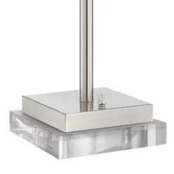 360 Lighting Andre Modern Table Lamps Set Of 2 With Square Risers 28 1/4" Tall Silver Metal USB And AC Power Outlet In Base White Drum Shade For Desk -Famous Lighting Store GUEST a153ef32 24ab 4fa1 8395 16c956d4203d