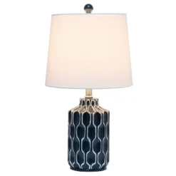 Moroccan Table Lamp With Fabric Shade Blue - Lalia Home