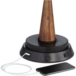 360 Lighting Modern Table Lamp With Dimmable USB And Outlet Workstation Base 24.5" High Bronze Tan Fabric Cylinder For Living Room Desk Bedroom -Famous Lighting Store GUEST a3ecd351 2035 4094 a9bc 1b43876d0a1e