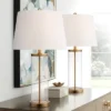 360 Lighting 26" High Cylinder Country Cottage Table Lamps Set Of 2 Fillable Clear Gold Finish Glass Metal White Shade Living Room Bedroom Bedside -Famous Lighting Store GUEST a62a63c9 d533 44e4 a2bc 6022d28273bf