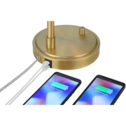 Possini Euro Design Possini Euro Vaile Desk Lamp With Dual USB Ports Warm Gold With Glass Shade -Famous Lighting Store GUEST a642064a 0eab 4bed 9e47 2cd76b7cd821