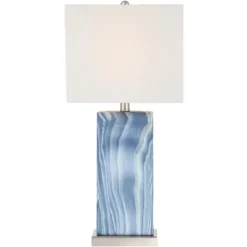 360 Lighting Connie Modern Table Lamps 25" High Set Of 2 Blue Faux Marble With USB Charging Port Table Top Dimmers White Shade For Bedroom Office Desk -Famous Lighting Store GUEST a950faa6 056a 46be 9811 86795f4bb7e4
