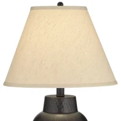 Regency Hill Auburn Rustic Farmhouse Table Lamp 25" High Bronze Hammered Natural Linen Empire Shade For Bedroom Living Room Bedside Nightstand Office -Famous Lighting Store GUEST ac8b7ff4 f7e2 4e73 8653 f5789876c2c1