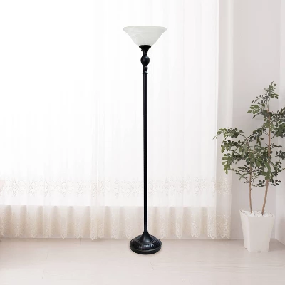 1 Light Torchiere Floor Lamp with Marbleized Glass Shade Black/Brown - Elegant Designs 1 Light Torchiere Floor Lamp With Marbleized Glass Shade Black/Brown - Elegant Designs -Famous Lighting Store GUEST adad5958 dfb0 439d 9502 77dfbf9e6f37