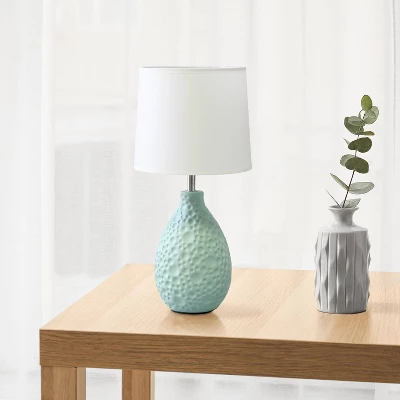 14.17" Traditional Ceramic Texture Thumbprint Tear Drop Table Desk Lamp with Tapered White Shade Blue - Creekwood Home 14.17" Traditional Ceramic Texture Thumbprint Tear Drop Table Desk Lamp With Tapered White Shade Blue - Creekwood Home -Famous Lighting Store GUEST ade8673a 67d9 4bd6 8ecf 7856617a64d4