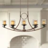 Franklin Iron Works Tafford Mahogany Wood Linear Pendant Chandelier 43 1/4" Wide Rustic Farmhouse Clear Glass 8-Light Fixture For Dining Room Kitchen -Famous Lighting Store GUEST ae47913f 33c2 4d7a b7ca 97e7fdd1b7f9
