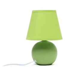8.66" Petite Ceramic Orb Base Bedside Table Desk Lamp With Matching Tapered Drum Fabric Shade Green - Creekwood Home -Famous Lighting Store GUEST ae5699a3 1f65 4dc7 9634 8820d18c9379