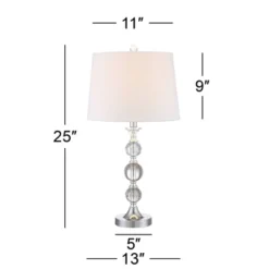 360 Lighting Solange Modern Table Lamps 25" High Set Of 2 Stacked Crystal Glass Silver White Tapered Drum Shade For Bedroom Living Room Nightstand -Famous Lighting Store GUEST aebd4aca c95d 4e9a 818c 2118dfe94156