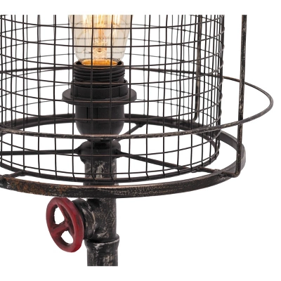 10" x 21" Industrial Accent Lamp with Iron Wire Cage Shade Red/Black - Olivia & May 10" X 21" Industrial Accent Lamp With Iron Wire Cage Shade Red/Black - Olivia & May -Famous Lighting Store GUEST af0ce60e 8ddf 47bb 95b1 eaf1e0998b38