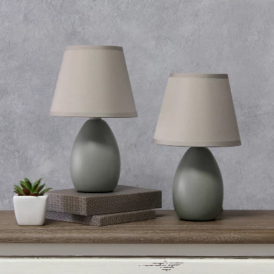 9.45" 2pk Petite Ceramic Oblong Bedside Table Desk Lamps with Matching Tapered Drum Shade Gray - Creekwood Home 9.45" 2pk Petite Ceramic Oblong Bedside Table Desk Lamps With Matching Tapered Drum Shade Gray - Creekwood Home -Famous Lighting Store GUEST af743401 5ed3 4881 b580 a45341e6e006